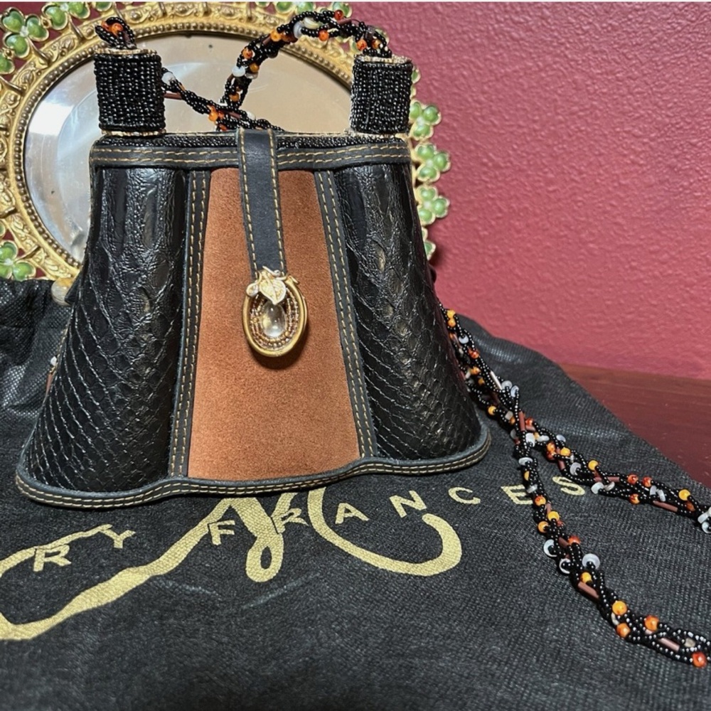 Mary Frances Black/Brown Animal Print Cow Hair Designer Purse Beaded final
! - Picture 5 of 13